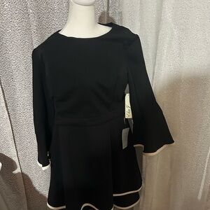 Eliza J Black Dress with Cream Trim